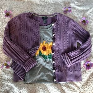PURPLE CARDIGAN vintage knit  sweater
